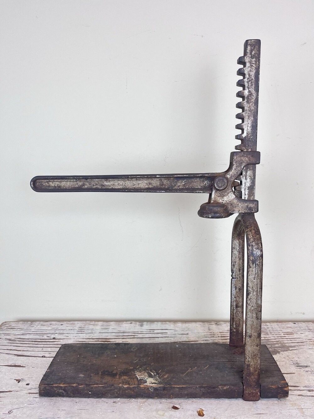 Antique Primitive Wine Bottle Cork Press Machine Industrial / Farmhouse 18”x12”